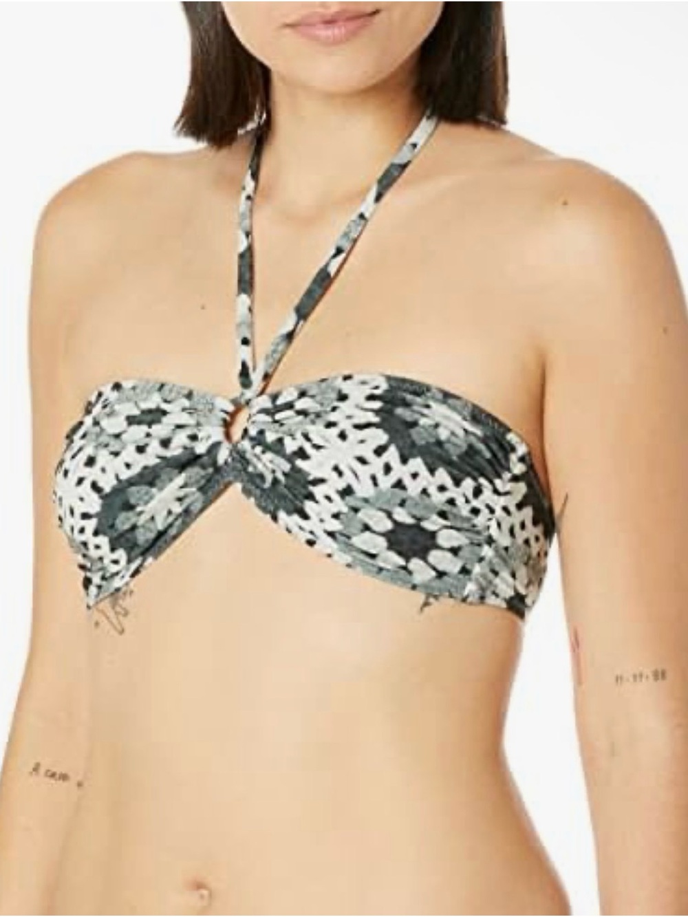 Norma Kamali JASON bikini set BRA AND SWIM bottoms in gray crochet Small NWT